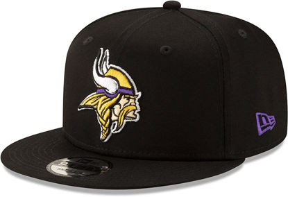 Picture of New Era Men NFL 9FIFTY Adjustable Snapback Hat Cap One Size Fits All (Minnesota Vikings Black)