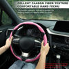 Picture of Amiss 3pcs Car Carbon Fiber Anti-Skid Steering Wheel Cover，Segmented Steering Wheel Protector, Butterfly Steering Wheel Cover, Universal 99% Car Wheel Cover Protector, Car Interior Accessories(Pink)