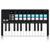 Picture of M-WAVE 25 Key USB MIDI Keyboard Controller With 16 Backlit Drum Pads, Bluetooth Semi Weighted Professional dynamic keybed 8 Knobs and Music Production,Software Included (16 Drum Black)