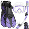 Picture of Ubekezele Snorkeling Gear for Adults Men Women,4 in 1 Snorkel Set with Panoramic View Diving Mask Anti-Fog Anti-Leak,Dry Top Snorkel,Fins and Travel Bag for Swimming,Snorkeling and Travel Diving