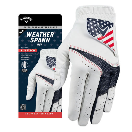 Picture of Callaway Golf Weather Spann Glove (Worn on Right Hand, Standard, XX-Large, Red/White/Blue)