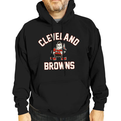 Picture of Team Fan Apparel NFL Adult Unisex Retro Gameday Ultra Soft Fleece Hooded Sweatshirt, Officially Licensed Football Hoodie (Cleveland Browns - Black, Adult XX-Large)