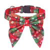 Picture of ADOGGYGO Christmas Dog Collar with Bow, Adjustable Cotton Red Bowtie Dog Christmas Collars for Small Dogs Pets (Small, Xmas)