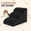Picture of Romrol Dog Stairs Ramp for Beds Couches, Extra Wide Pet Steps with Durable Non-Slip Waterproof Fabric Cover, Pets Slope Stairs, 3-Tiers,Black