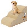 Picture of Romrol Dog Stairs Ramp for Beds Couches, Extra Wide Pet Steps with Durable Non-Slip Waterproof Fabric Cover, Pets Slope Stairs, 3-Tiers,Beige