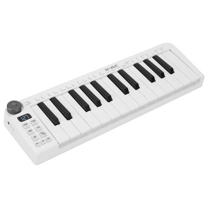 Picture of M-WAVE 25 Key Bluetooth USB MIDI Keyboard Controller, Portable and Rechargeable Midi Controller For Mac and PC, Dynamic Keybed Music Production, Smart Chord, Scale Modes, Software Included (Mini)