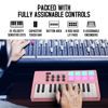 Picture of M-WAVE 25 Key USB MIDI Keyboard Controller With 8 Backlit Drum Pads, Bluetooth Semi Weighted Professional dynamic keybed 8 Knobs and Music Production,Software Included (Pink)