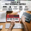 Picture of M-WAVE 25 Key USB MIDI Keyboard Controller With 8 Backlit Drum Pads, Bluetooth Semi Weighted Professional dynamic keybed 8 Knobs and Music Production,Software Included (Red)