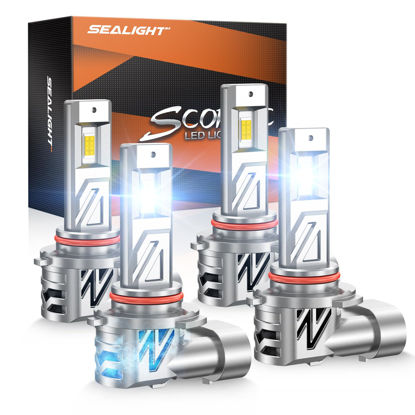 Picture of SEALIGHT 9005/HB3 9006/HB4 LED Bulbs Combo, 64000LM Brightness 9005 9006 Fog Light Bulbs 1:1 Real Size Fog Lights LED for Car Powersports ATV/UTV, 4-Layer Cooling System, Pack of 4