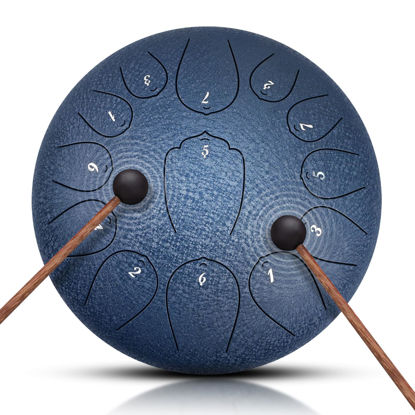 Picture of NBMICSO Steel Tongue Drum- 13 Note 12 Inches C-key Tongue Drum Percussion Instruments - Hand Pan Drum with Music Book for Meditation Entertainment Musical Education Concert Mind Healing Yoga