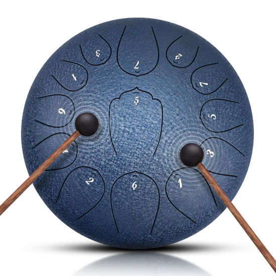 Picture of NBMICSO Steel Tongue Drum- 13 Note 12 Inches C-key Tongue Drum Percussion Instruments - Hand Pan Drum with Music Book for Meditation Entertainment Musical Education Concert Mind Healing Yoga