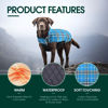 Picture of Kuoser Warm Dog Coat, Reversible Dog Jacket Waterproof Dog Winter Coat British Style Plaid Dog Clothes Pet Dog Cold Weather Coats Cozy Snow Jacket Vest for Small Medium Large Dogs Blue L