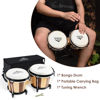 Picture of EASTROCK Bongo Drum 6” and 7” Bongos Set for Adults Kids Beginners Professionals Tunable Wood and Metal Drum Percussion Instruments with Bag and Tuning Wrench（Stripe）