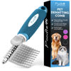 Picture of Poodle Dematting Fur Rake Comb Brush for Dogs and Cats - Long 2.5" Steel Safety Blades Metal Comb for Detangling Matted or Knotted Undercoat Hair
