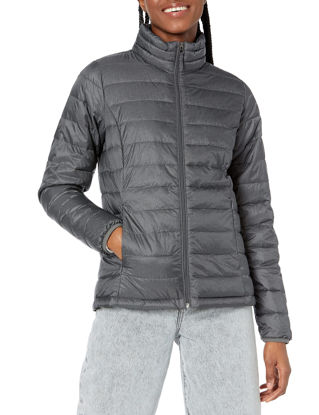 Picture of Amazon Essentials Women's Lightweight Long-Sleeve Water-Resistant Packable Puffer Jacket (Available in Plus Size), Charcoal Heather, Small