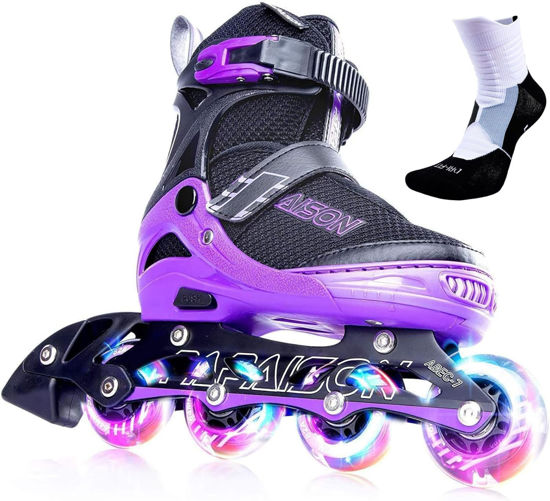 Picture of PAPAISON Adjustable Inline Skates for Kids and Adults with Full Light Up Wheels, Outdoor Roller Skates for Girls and Boys, Men and Women