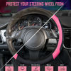 Picture of CAR PASS Line Rider Microfiber 14 Inch Leather Sporty Steering Wheel Cover Universal Fits for 95% Truck,SUV,Cars, Anti-Slip Safety Comfortable Desgin (Black Pink)