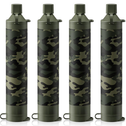 Picture of Membrane Solutions Personal Water Filter, Survival Filtration Straw Portable Gear, Emergency Preparedness, Supply for Drinking Hiking Camping Travel Hunting Fishing Team Family Outing (Camo, 4 Pack)