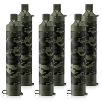 Picture of Membrane Solutions Personal Water Filter, Survival Filtration Straw Portable Gear, Emergency Preparedness, Supply for Drinking Hiking Camping Travel Hunting Fishing Team Family Outing (Camo, 6 Pack)
