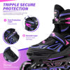 Picture of 2PM SPORTS Vinal Girls Adjustable Inline Skates with Light up Wheels Beginner Skates Fun Illuminating Roller Skates for Kids Boys and Ladies… (Violet & Magenta, Large - Youth (4Y-7Y US))