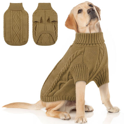 Picture of Queenmore Dog Sweater for Large Size Dog,Pitbull Dog Sweater,XXL Dog Sweater for Labrador Retriever,Cold Weather Warm Knitted Pet Sweatershirt for Boy Girl Dogs (Brown,2XL)