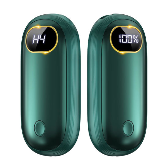 Picture of Hand Warmers Rechargeable - 14000mAh Electric Hand Warmers Rechargeable 2 Pack Heat Up to 131℉ with 18Hrs Warmth, Reusable Electronic Portable Pocket Heater for Women Man Golf Raynauds Camping