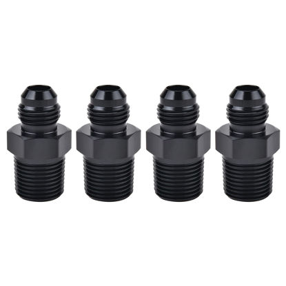 Picture of EVIL ENERGY 6AN Male Flare to 3/8" NPT Pipe Fitting Adapter Aluminum Straight Black 4PCS