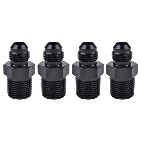 Picture of EVIL ENERGY 6AN Male Flare to 3/8" NPT Pipe Fitting Adapter Aluminum Straight Black 4PCS