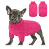 Picture of Queenmore Small Dog Pullover Sweater, Cold Weather Cable Knitwear, Classic Turtleneck Thick Warm Clothes for Chihuahua, Bulldog, Dachshund, Pug (Fuchsia, Medium)