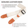 Picture of Nefelibata Guitar Strap, 100% Cotton Full Grain Leather Ends Guitar Straps with Pick Pocket for Bass, Electric & Acoustic Guitar, with Free Strap Button, 1 Pair Strap Locks and 4 Guitar Picks (Cream)