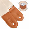 Picture of Nefelibata Guitar Strap, 100% Cotton Full Grain Leather Ends Guitar Straps with Pick Pocket for Bass, Electric & Acoustic Guitar, with Free Strap Button, 1 Pair Strap Locks and 4 Guitar Picks (Cream)