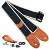 Picture of Nefelibata Guitar Strap, Cotton Full Grain Leather Ends Guitar Straps with Pick Pocket for Bass, Electric & Acoustic Guitar, Come with Free Strap Button, 1 Pair Strap Locks and 4 Guitar Picks