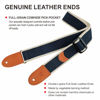 Picture of Nefelibata Guitar Strap, Cotton Full Grain Leather Ends Guitar Straps with Pick Pocket for Bass, Electric & Acoustic Guitar, Come with Free Strap Button, 1 Pair Strap Locks and 4 Guitar Picks