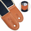 Picture of Nefelibata Guitar Strap, Cotton Full Grain Leather Ends Guitar Straps with Pick Pocket for Bass, Electric & Acoustic Guitar, Come with Free Strap Button, 1 Pair Strap Locks and 4 Guitar Picks