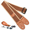 Picture of Nefelibata Guitar Strap, Cotton Full Grain Leather Ends Guitar Straps with Pick Pocket for Bass, Electric & Acoustic Guitar, Come with Free Strap Button, 1 Pair Strap Locks and 4 Guitar Picks