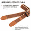Picture of Nefelibata Guitar Strap, Cotton Full Grain Leather Ends Guitar Straps with Pick Pocket for Bass, Electric & Acoustic Guitar, Come with Free Strap Button, 1 Pair Strap Locks and 4 Guitar Picks