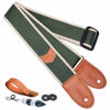 Picture of Nefelibata Guitar Strap, Cotton Full Grain Leather Ends Guitar Straps with Pick Pocket for Bass, Electric & Acoustic Guitar, Come with Free Strap Button, 1 Pair Strap Locks and 4 Guitar Picks