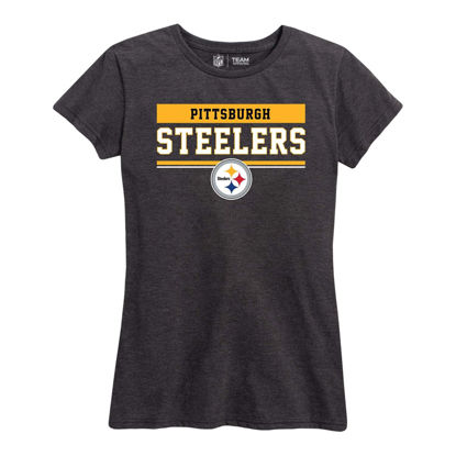 Picture of Team Fan Apparel NFL Women's Team Block Charcoal Tagless T-Shirt - Cotton Blend - Rock Game Day with Perfect Comfort & Style (Pittsburgh Steelers - Black, Womens XX-Large)
