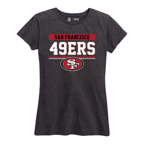 Picture of Team Fan Apparel NFL Women's Team Block Charcoal Tagless T-Shirt - Cotton Blend - Rock Game Day with Perfect Comfort & Style (San Francisco 49ers - Black, Womens X-Large)