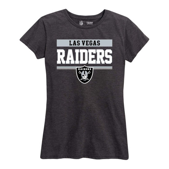Picture of Team Fan Apparel NFL Women's Team Block Charcoal Tagless T-Shirt - Cotton Blend - Rock Game Day with Perfect Comfort & Style (Las Vegas Raiders - Black, Womens Large)