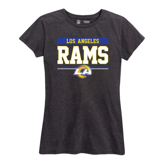 Picture of Team Fan Apparel NFL Women's Team Block Charcoal Tagless T-Shirt - Cotton Blend - Rock Game Day with Perfect Comfort & Style (Los Angeles Rams - Black, Womens Large)