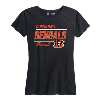 Picture of Team Fan Apparel NFL Gameday Women's Relaxed Fit T-Shirt - Rib Neck Contour - Tagless Short Sleeve Tee - Stay Cool & Stylish (Cincinnati Bengals - Black, Womens Large)