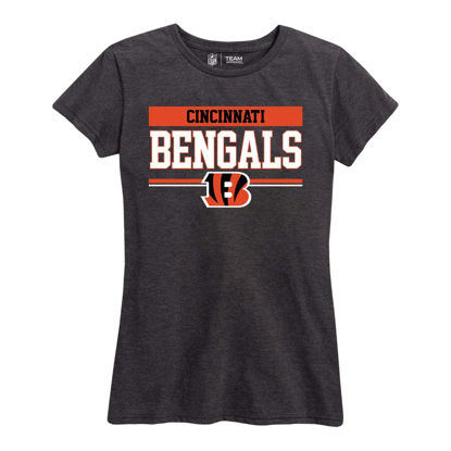 Picture of Team Fan Apparel NFL Women's Team Block Charcoal Tagless T-Shirt - Cotton Blend - Rock Game Day with Perfect Comfort & Style (Cincinnati Bengals - Black, Womens Large)