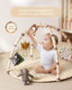 Picture of Blissful Diary Baby Play Gym Mat, Tummy Time Activity Mat with 6 Detachable Toys for Stage-Based Sensory & Motor Skill Development, Easy to Install & Clean, Baby Essentials Gift, Sandy Beige