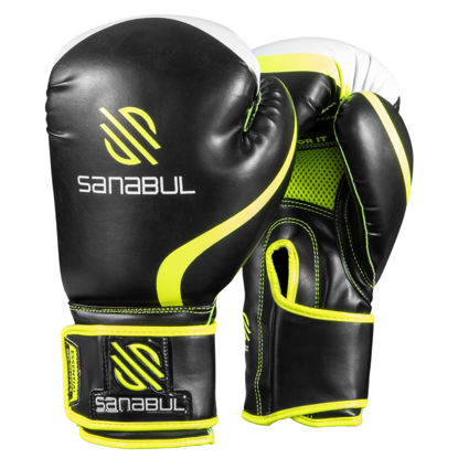 Picture of Sanabul Essential Gel Boxing Gloves | Kickboxing Gloves | Punching Bag Gloves For Men and Women Black/Green 12 oz