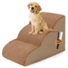 Picture of Romrol Dog Stairs Ramp for Beds Couches, Extra Wide Pet Steps with Durable Non-Slip Waterproof Fabric Cover, Pets Slope Stairs, 3-Tiers,Light Brown