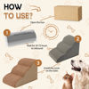 Picture of Romrol Dog Stairs Ramp for Beds Couches, Extra Wide Pet Steps with Durable Non-Slip Waterproof Fabric Cover, Pets Slope Stairs, 3-Tiers,Light Brown