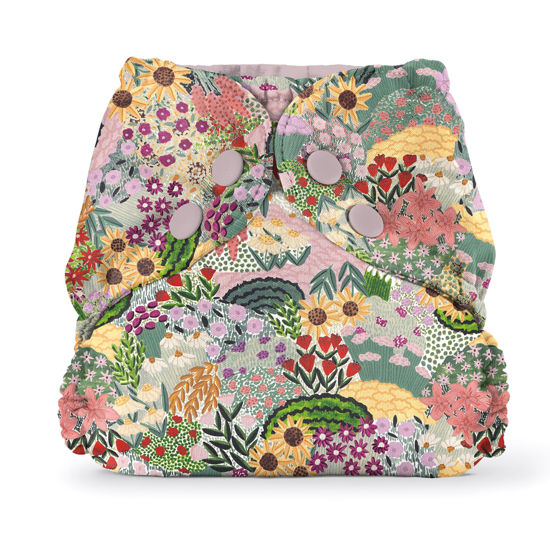 Picture of Esembly Cloth Diaper Outer, Swim Diaper, Waterproof Diaper Cover, Leak-Proof, Breathable Layer Over Prefolds, Flats or Fitteds, Reusable Diaper with Snap Closure - Size 2 (18-35lbs), Botanic Garden