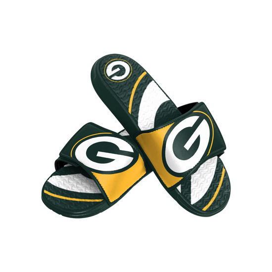 Picture of FOCO Green Bay Packers NFL Mens Colorblock Big Logo Gel Slides - M