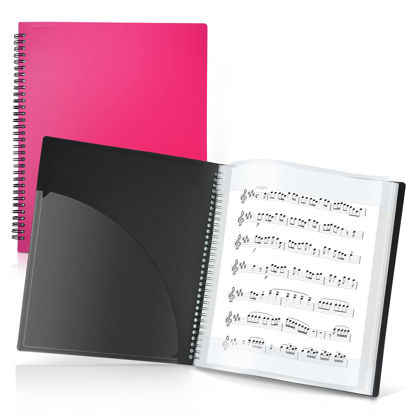 Picture of CRANBURY Sheet Music Folder 8.5x11 - Dual Use Music Holder (Pink), Store inside 24 Protective Sleeves or Write on Exposed Pages Outside Sleeves, 8.5 x 11 Spiral Notebook Binder Organizer, Lay Flat